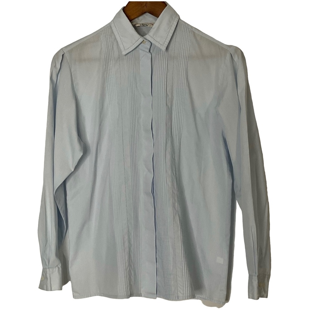 Orvis Vintage ‘90’s Women’s Light Blue Pointed Collar Pintuck Stripe Shirt Sz 6
